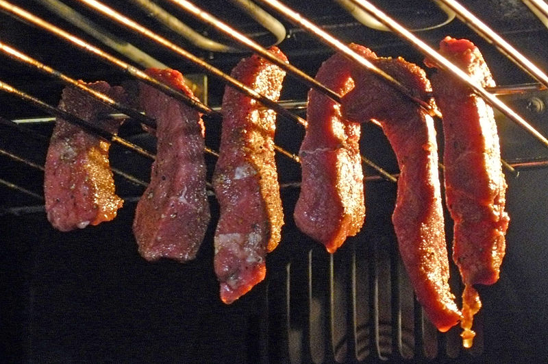 Biltong being dried